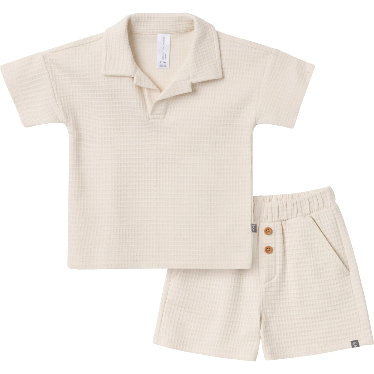 Modern Moments by Gerber Baby Boys' 2-piece Johny Collar Shirt & Short Set