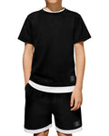 Toddler Kids Boys Soft Comfy 2 Pieces Set Short Sleeve Shirts and Shorts Sets Boy Summer Clothes 4-12 Years