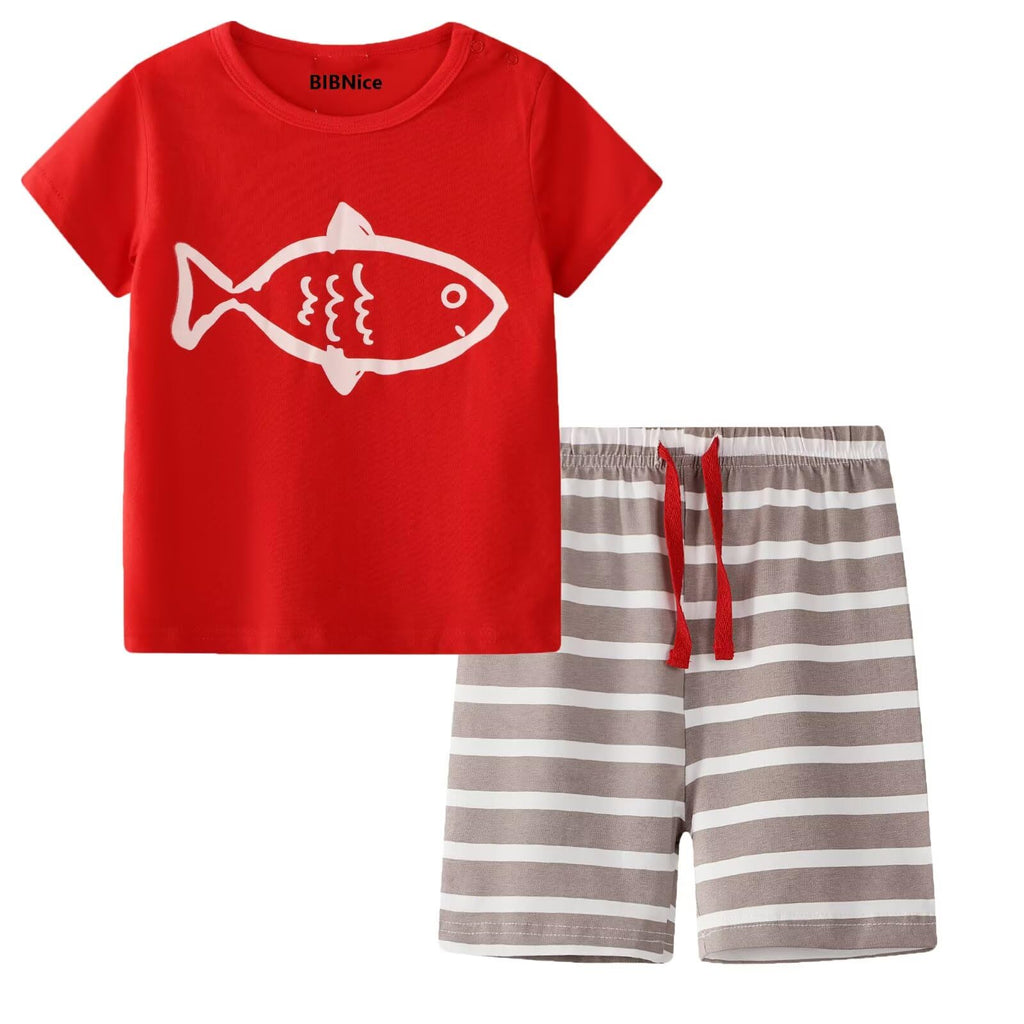 Toddler Boy Clothes Kids Summer Cotton Outfits Short Set Size 2-7Y