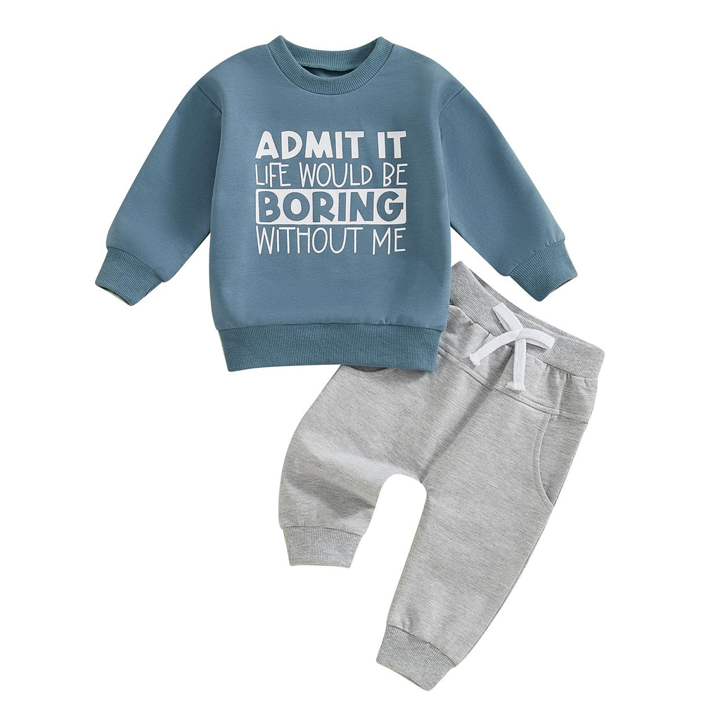 Toddler Baby Boy Fall Clothes Letter Print Tops Pants Outfits
