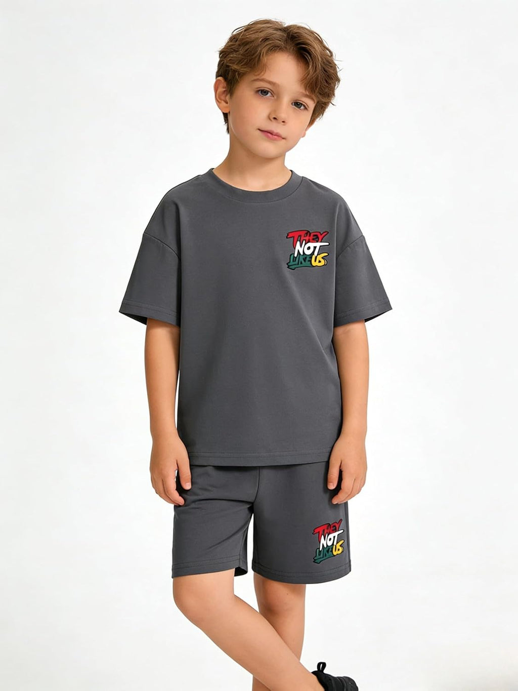 Boys Clothes Tie-Dye Letter Print Top + Casual Shorts 2PC Set Boys Summer Outfit Set for Aged 7-14