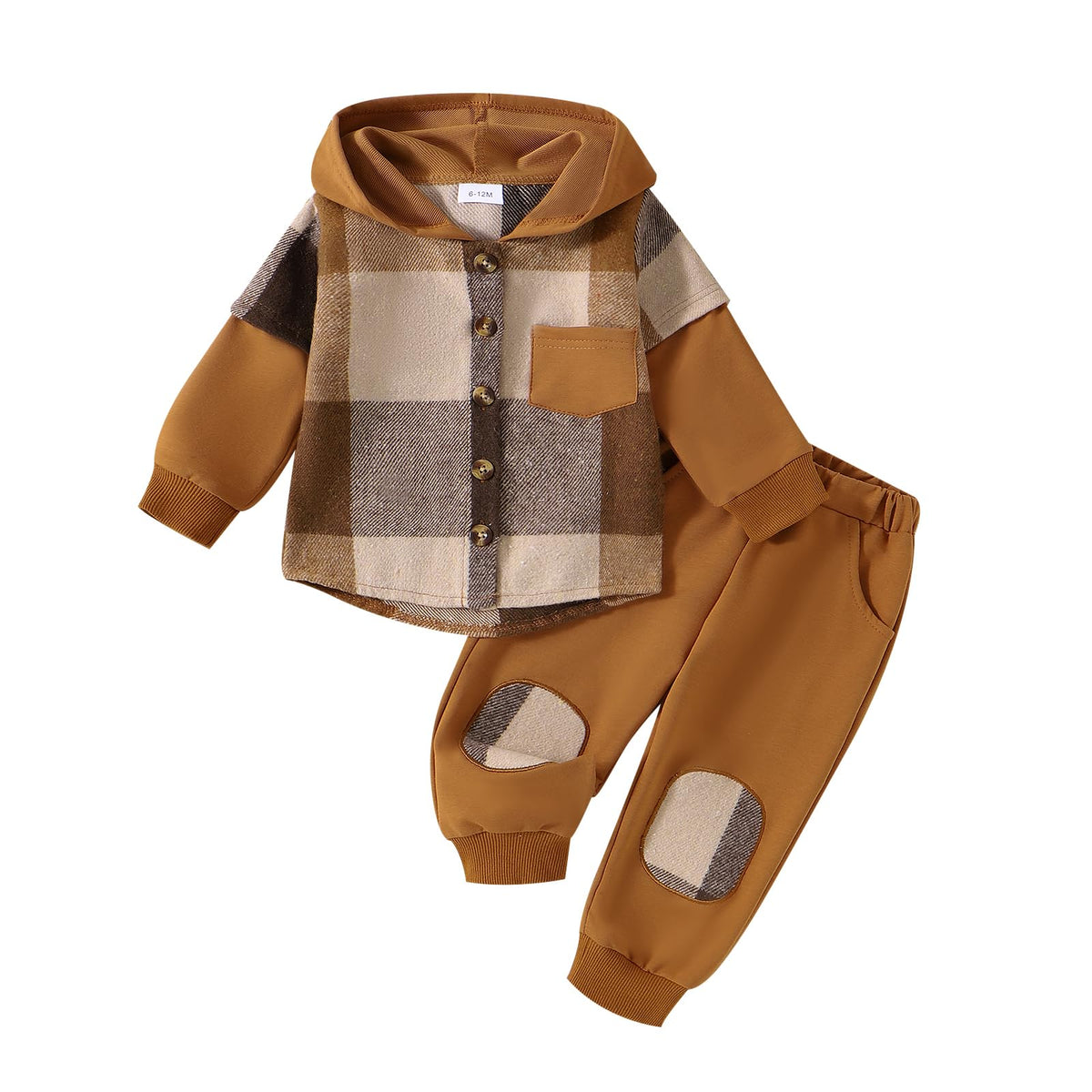 Douhoow Toddler Unisex Baby Clothes Boys Girls Flannel Shirt Tops Plaid Hoodie Sweatshirt + Sweatpants Fall Winter Outfits