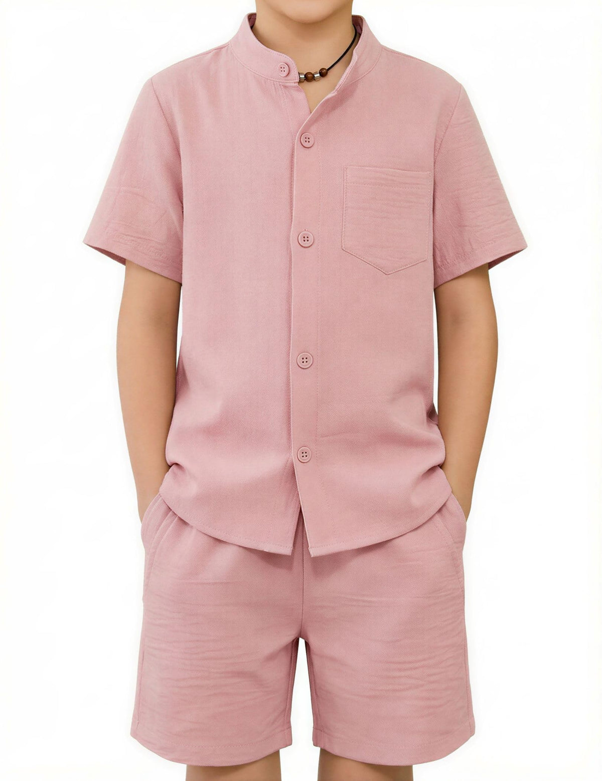 Arshiner Toddler Boys 2 Piece Outfits Texture Button Down Shirt and Shorts