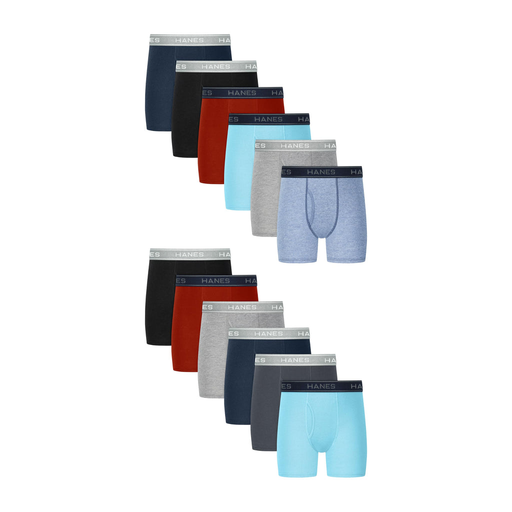 Hanes Boys' Boxer Briefs, Moisture-wicking Underwear for Boys & Toddlers, Assorted, 10 Or 12 Pack