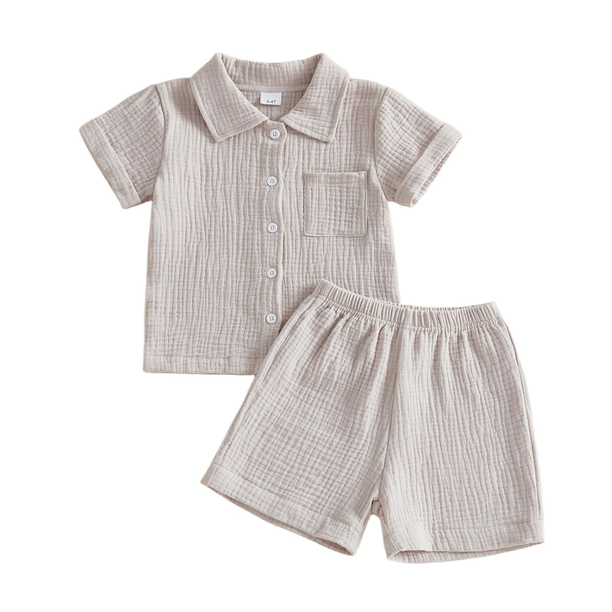 Baby Boys Clothes Set Toddler Infant Boys Button-down Shirt Tops + Cotton Gauze Shorts Summer Outfit 2PCS with Pockets