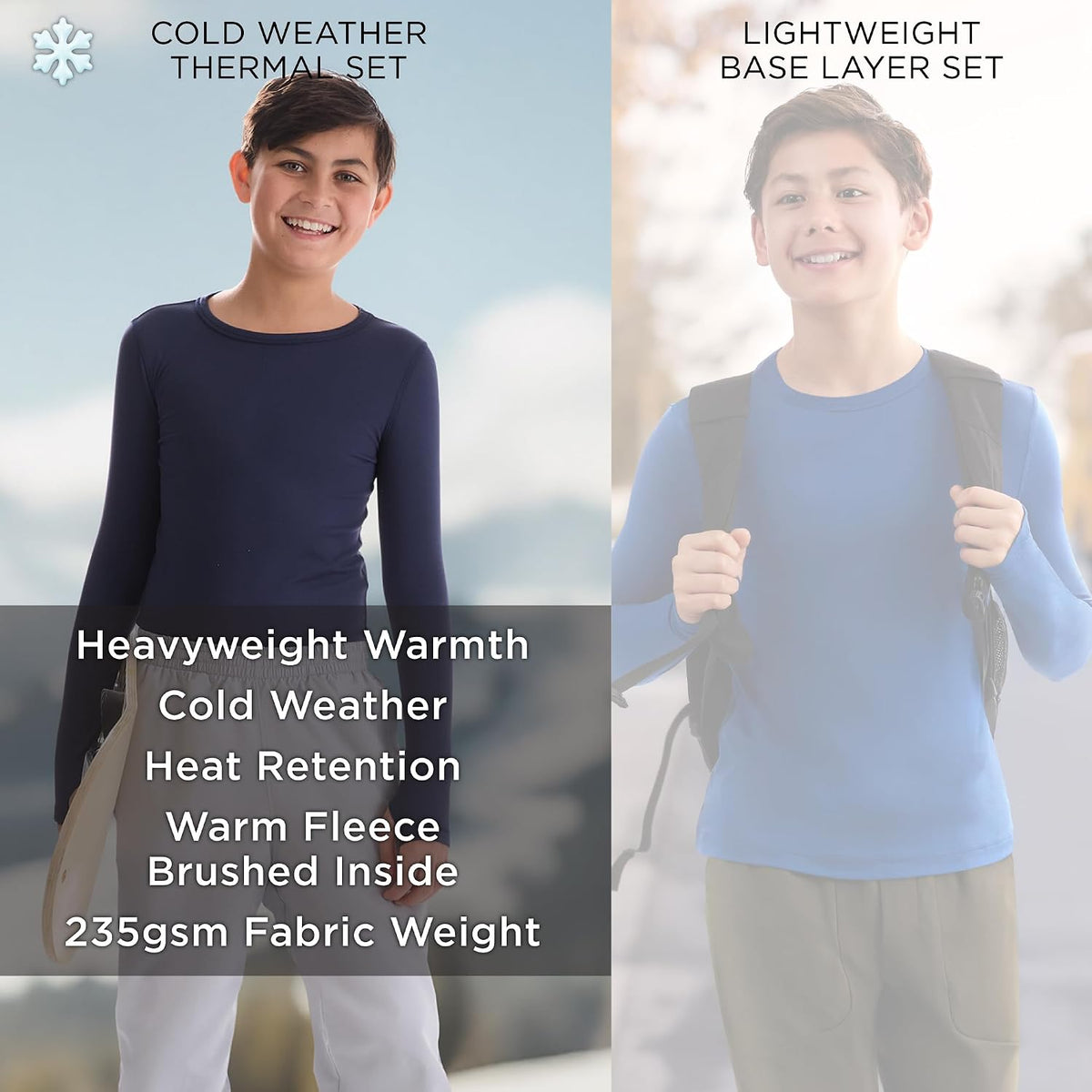 Cuddl Duds Heavyweight 2 Piece Sets Base Layer Thermal Underwear for Boys