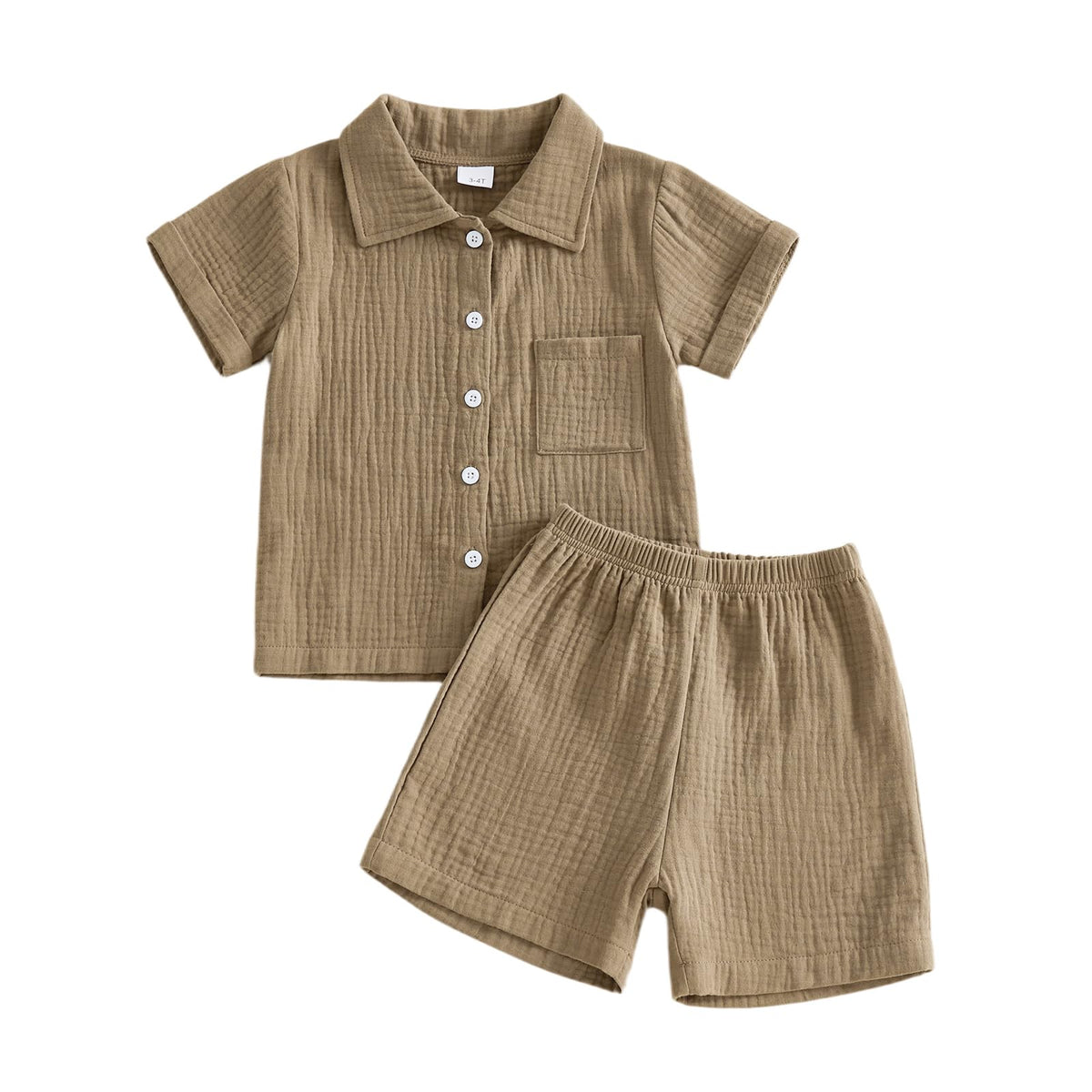 Baby Boys Clothes Set Toddler Infant Boys Button-down Shirt Tops + Cotton Gauze Shorts Summer Outfit 2PCS with Pockets