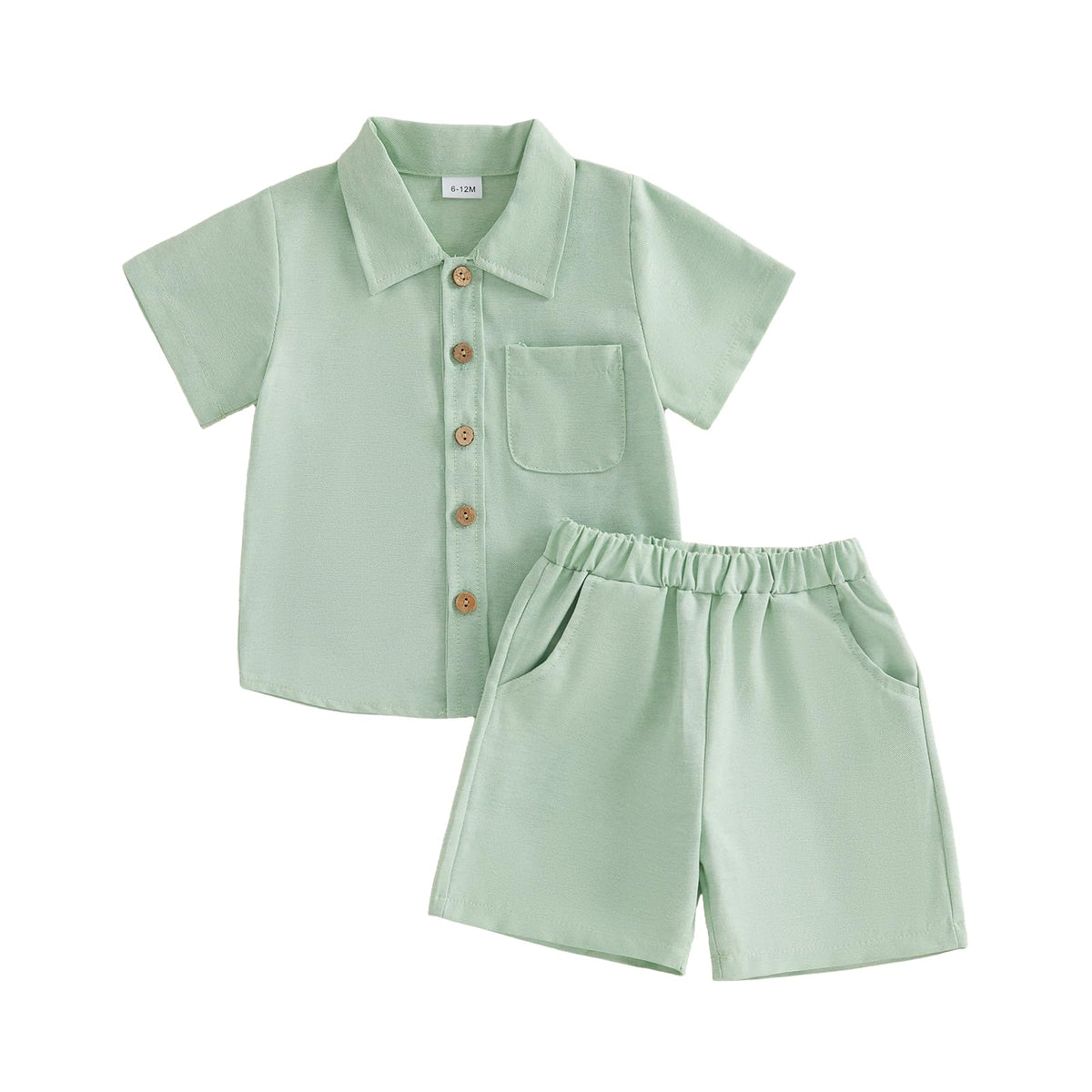 Baby Boys Summer Outfit Cotton Button Down Shirt and Shorts Set Toddler Infant Clothes for Beach Baptism Birthday