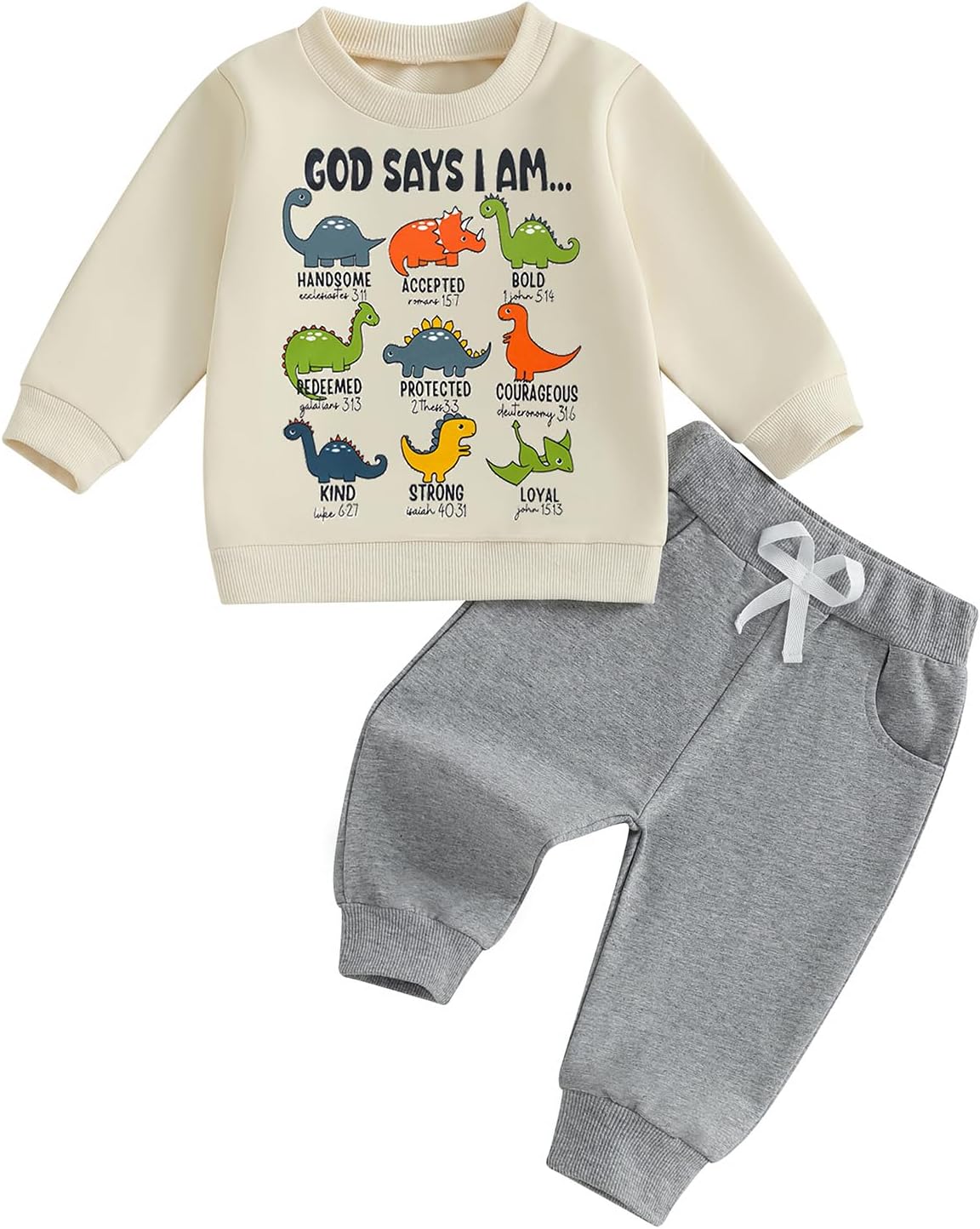 Fernvia Toddler Boy Fall Winter Clothes God Says I Am Long Sleeve Pullover Sweatshirts + Solid Joggers Pants Outfits Set