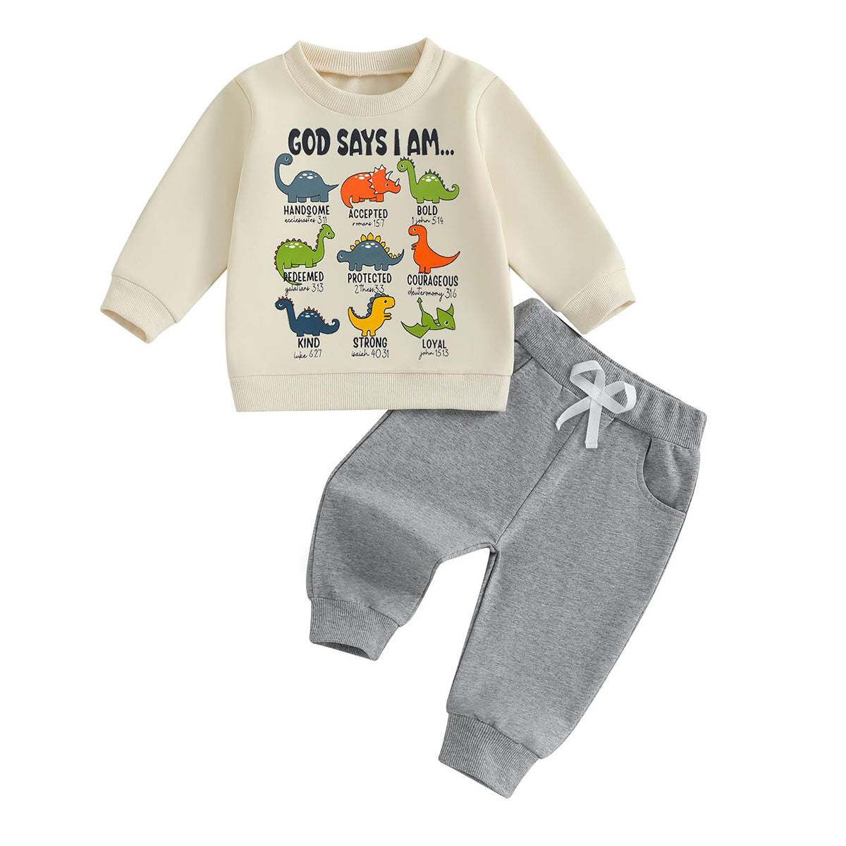 Fernvia Toddler Boy Fall Winter Clothes God Says I Am Long Sleeve Pullover Sweatshirts + Solid Joggers Pants Outfits Set
