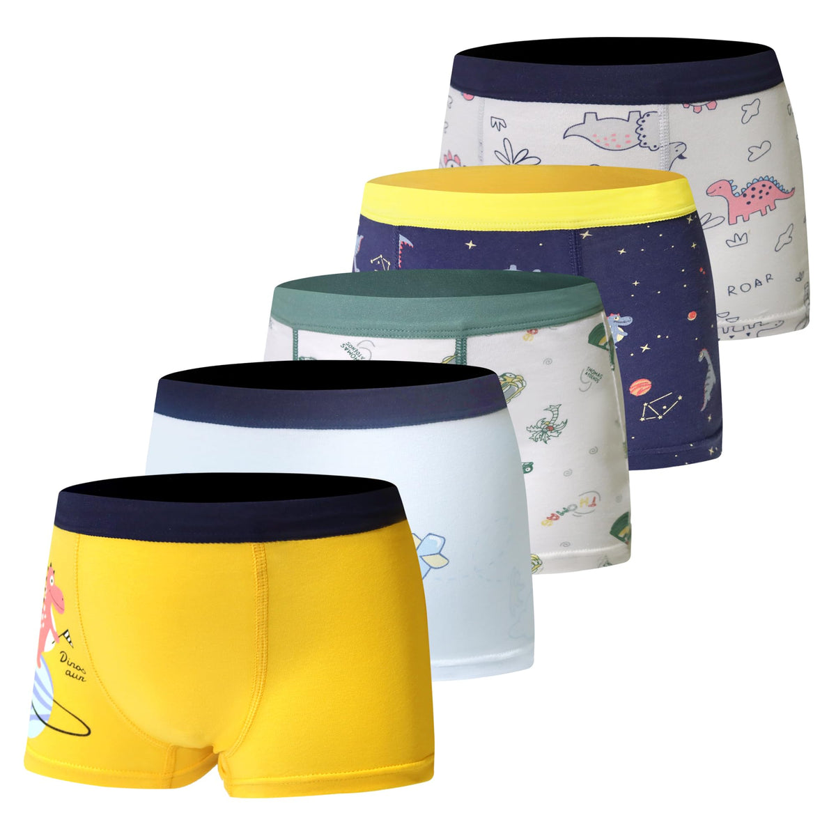 Tphon Boys Boxer Briefs, Toddler Kids Soft Cotton Underwear 4/5 Pairs Little Big Boy Dinosaur Shark Shorts Set