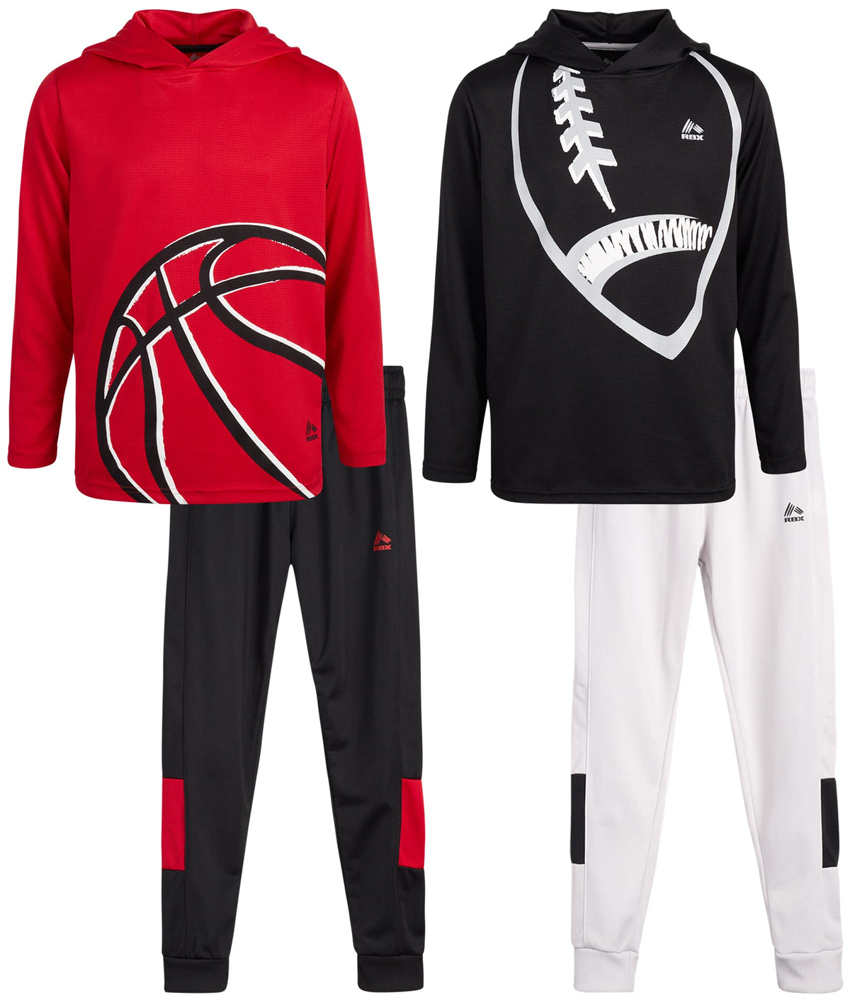 RBX Boys Tracksuit 4 Piece Waffle Thermal Hoodie & Tricot Jogger Sweatpants