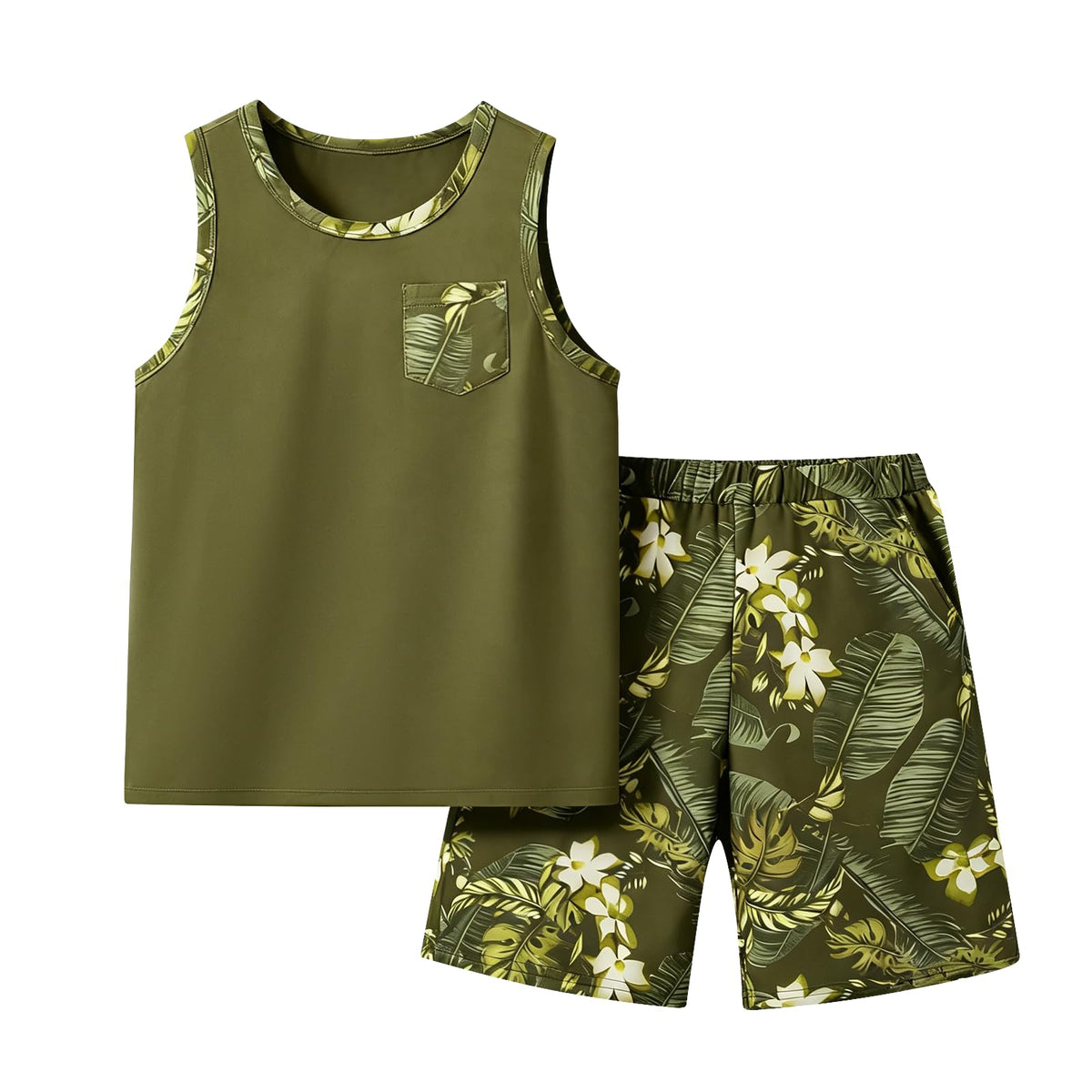 Boys Summer Clothes 2 Piece Sleeveless Tank Tops Workout Casual Shorts Set Summer Outfits for Teen Tween Boys 6-12Y