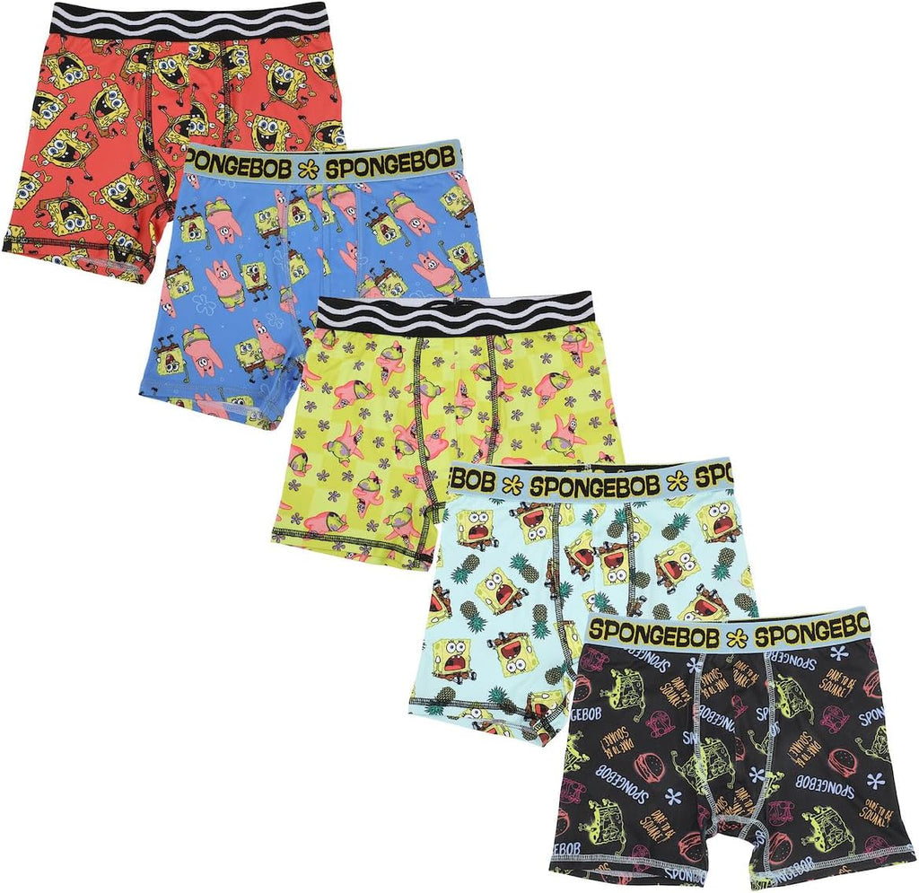 Bioworld Spongebob Squarepants Spongebob & Patrick All-Over Print Boy's 5-Pack Boxer Briefs