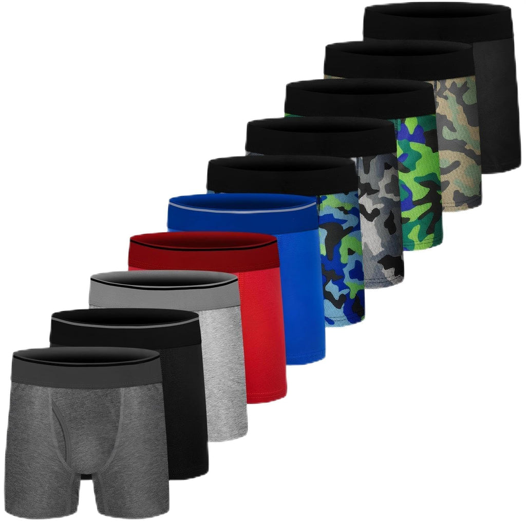 Boys Boxer Briefs,Cotton Toddler Underwear Breathable Mesh Performance Sport Big Boy Boxer Briefs with Fly 5Pack
