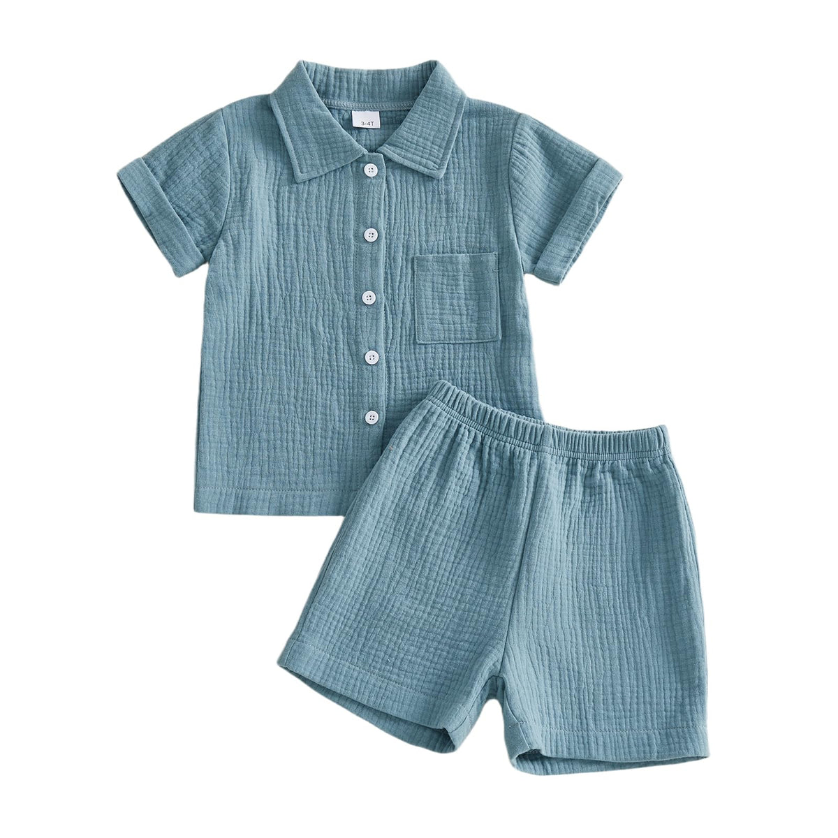 Baby Boys Clothes Set Toddler Infant Boys Button-down Shirt Tops + Cotton Gauze Shorts Summer Outfit 2PCS with Pockets