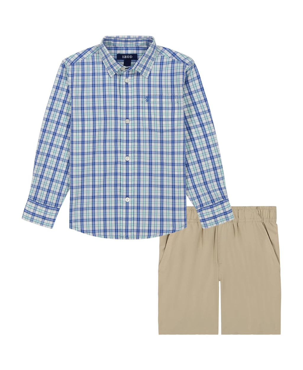 IZOD Boys' 2-piece Short Set, Collared Button-down Shirt, and Performance Shorts