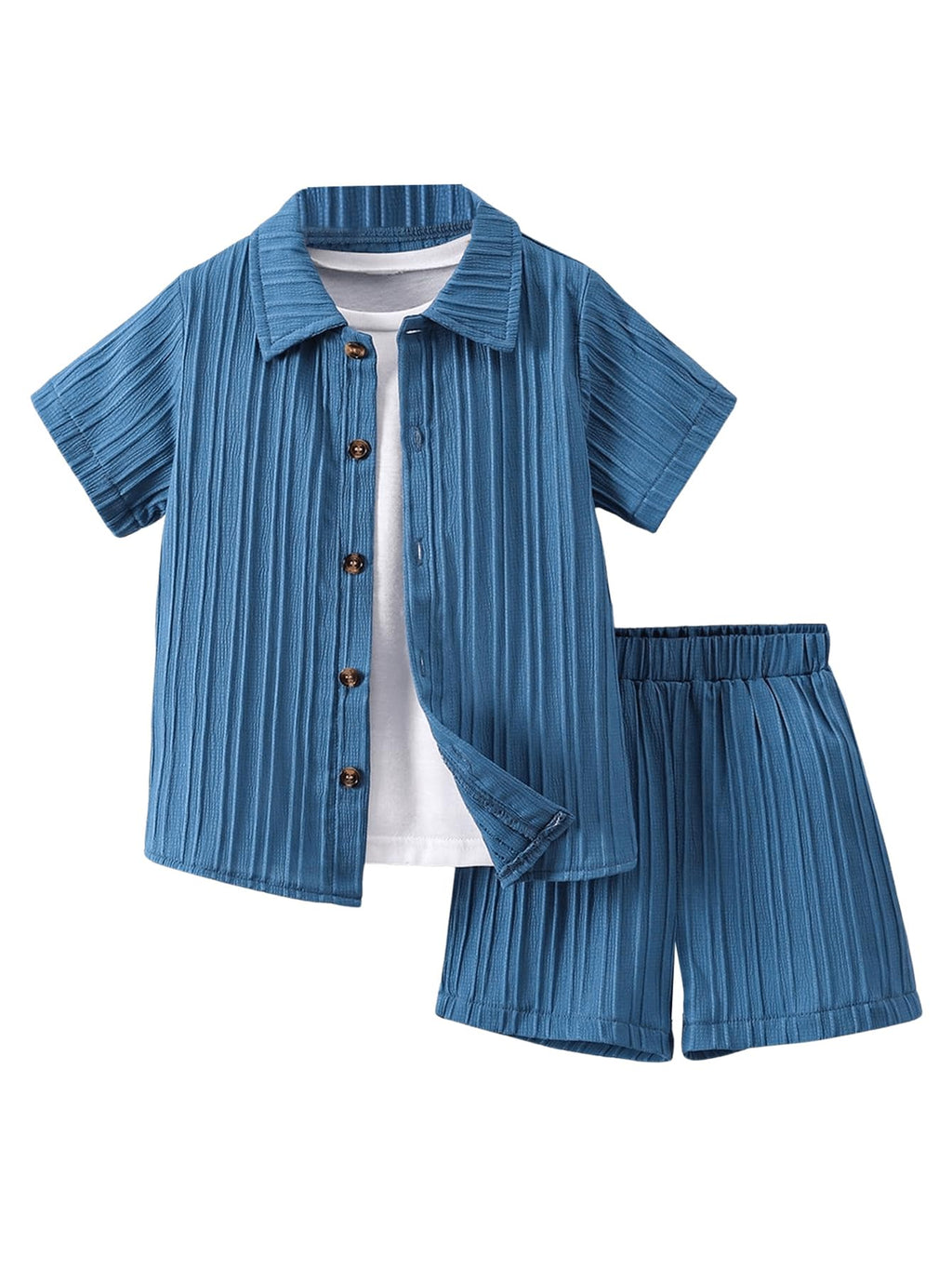 SweatyRocks Boy's Fashion Summer Outfits Button Down Shirt and Shorts Set