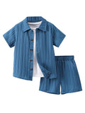 SweatyRocks Boy's Fashion Summer Outfits Button Down Shirt and Shorts Set