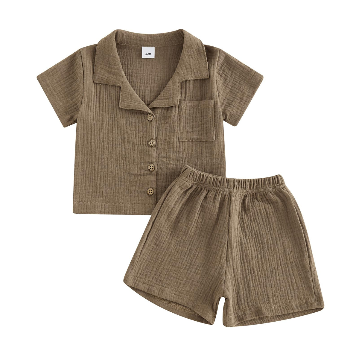 Baby Boys Clothes Set Toddler Infant Boys Button-down Shirt Tops + Cotton Gauze Shorts Summer Outfit 2PCS with Pockets
