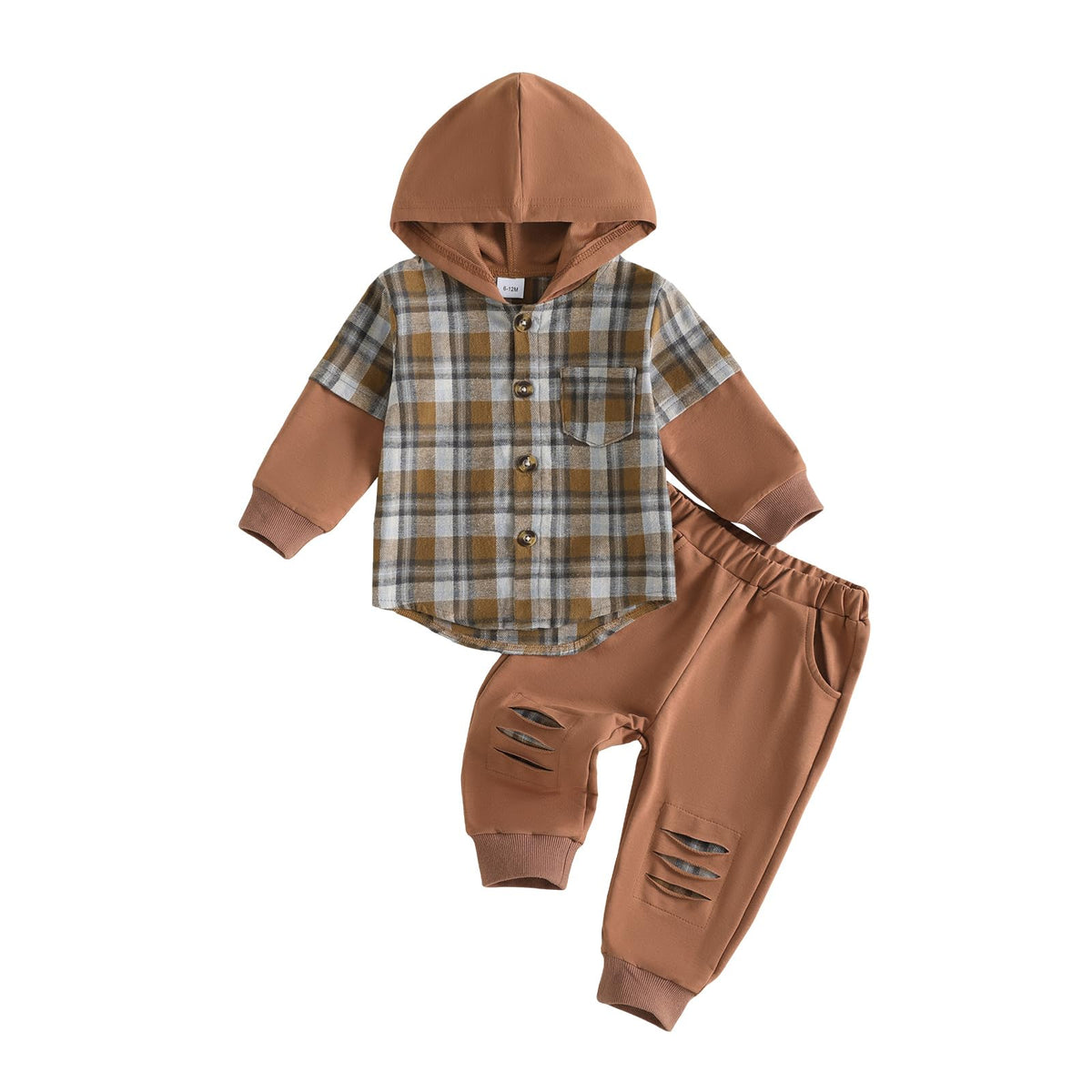 Douhoow Toddler Unisex Baby Clothes Boys Girls Flannel Shirt Tops Plaid Hoodie Sweatshirt + Sweatpants Fall Winter Outfits