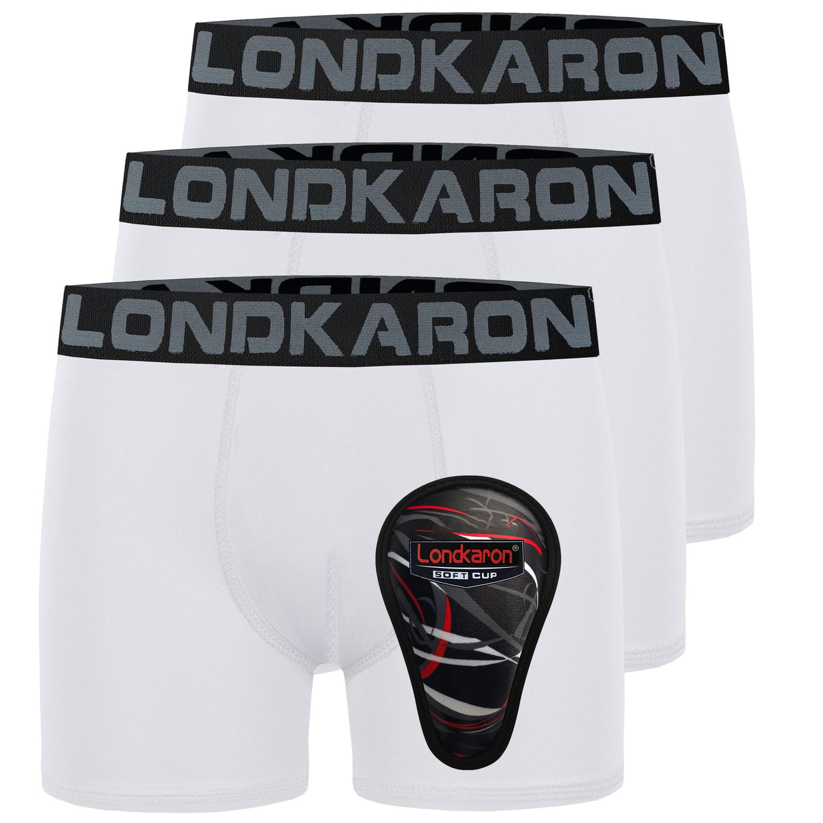 3-Pack Youth Boys Stretch Boxer Briefs w/Soft Protective Cup, Elite Boxer Jock for Baseball & Football