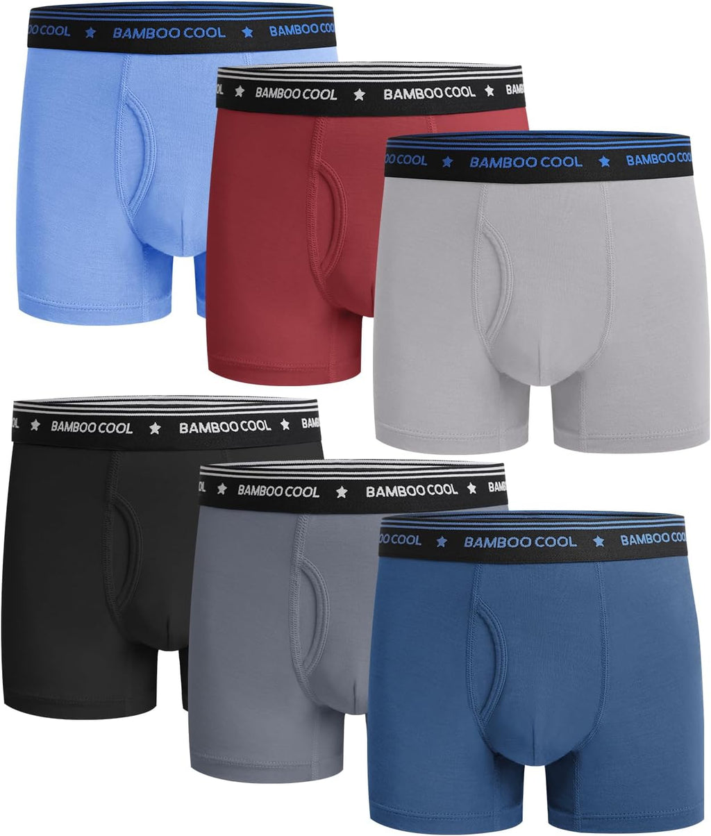 BAMBOO COOL Boys Underwear Boxer Briefs Tagless Moisture Wicking 6-Pack