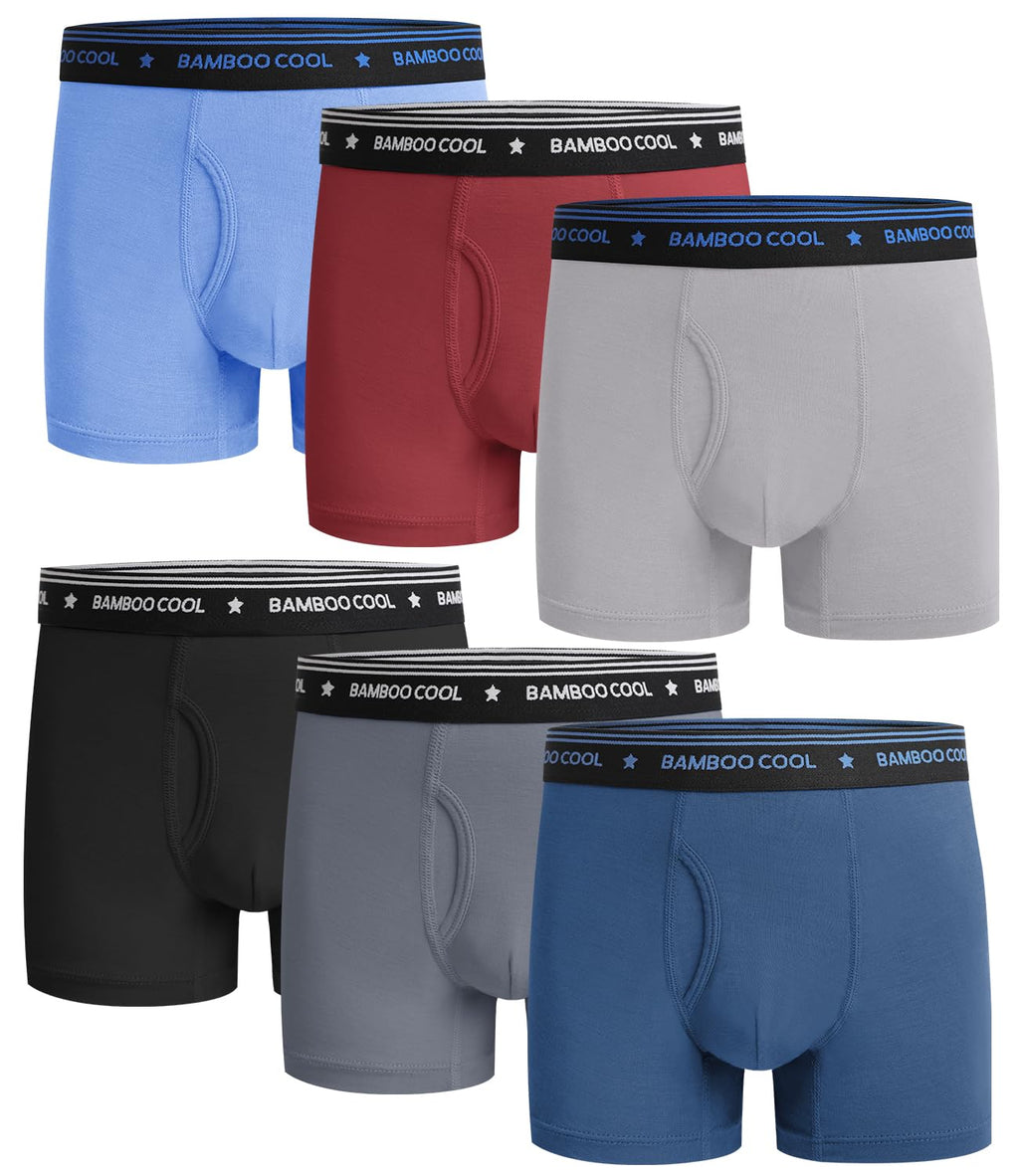 BAMBOO COOL Boys Underwear Boxer Briefs Tagless Moisture Wicking 6-Pack