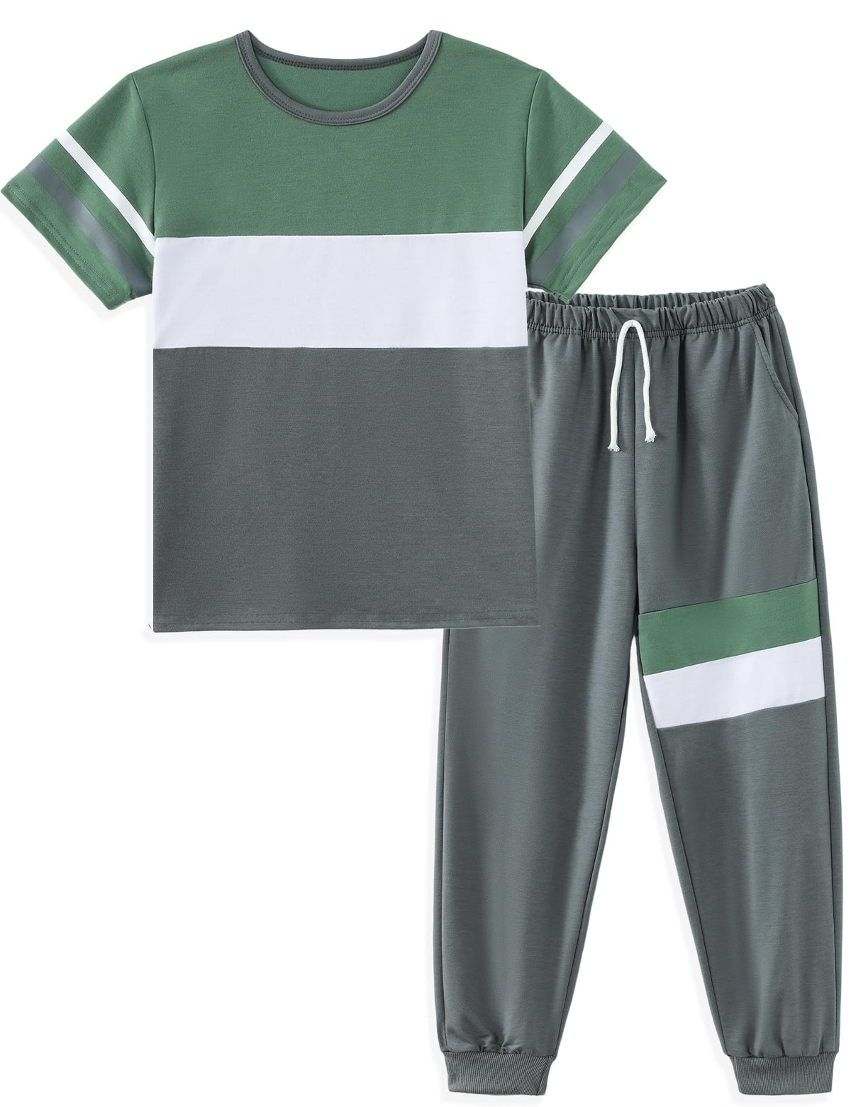 Boys Clothes 2 Piece Color Block Short Sleeve T-Shirt and Active ColorBlock Pants Casual Clothing Outfits
