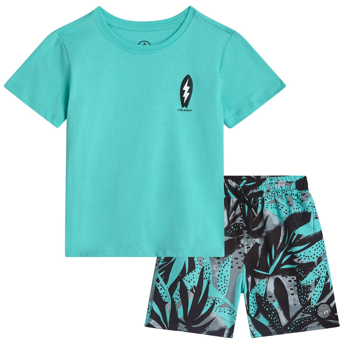 Volcom Baby Boys Swim Set 2-Piece Short Sleeve Tee Quick Dry Board Shorts