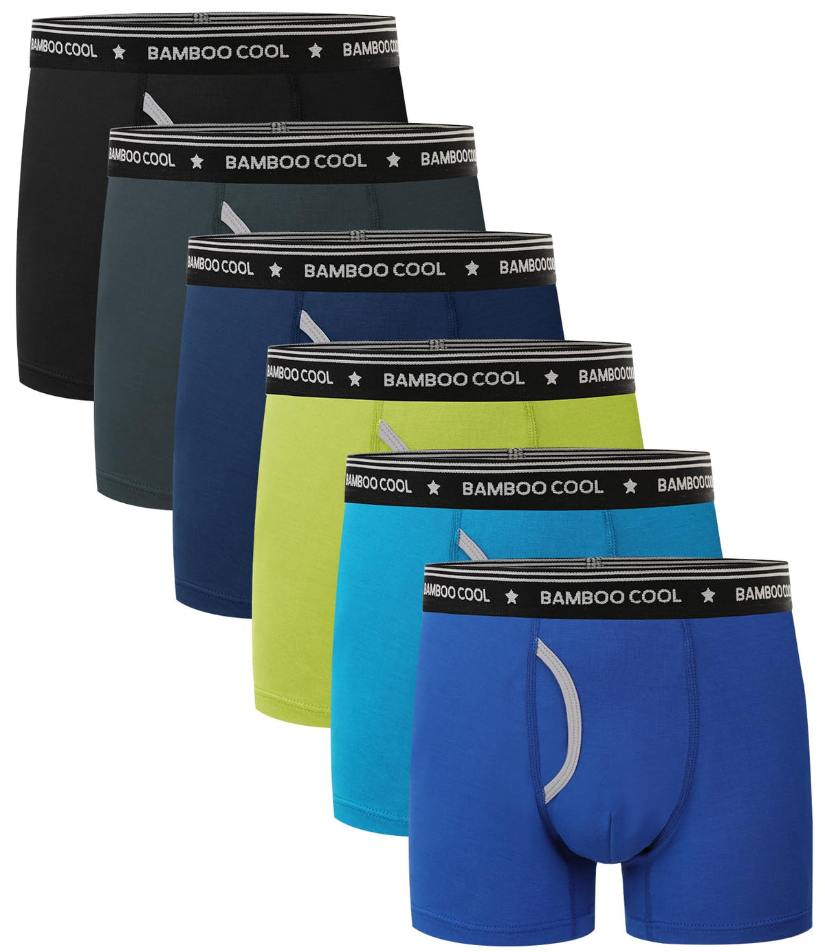 BAMBOO COOL Ultra Breathable Boys' Underwear Soft Boxer Briefs 6-Pack