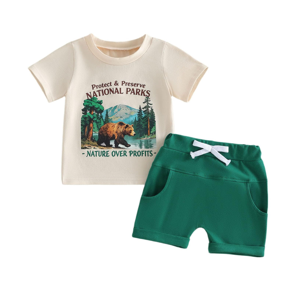 Kupretty Toddler Baby Boy Clothes Summer Outfit Animals Shirt Shorts Set