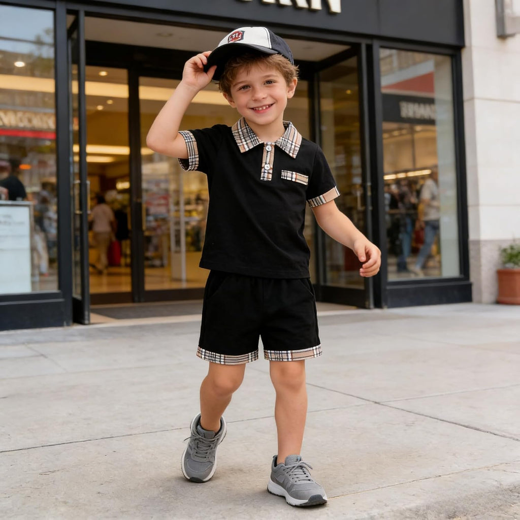 Size 4-8 Years Toddler Boys Clothes 2 Piece Short Sleeve Polo Shirt & Casual Shorts Set Kids Boy Summer Outfits Set