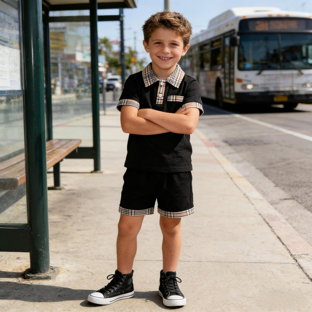 Size 4-8 Years Toddler Boys Clothes 2 Piece Short Sleeve Polo Shirt & Casual Shorts Set Kids Boy Summer Outfits Set