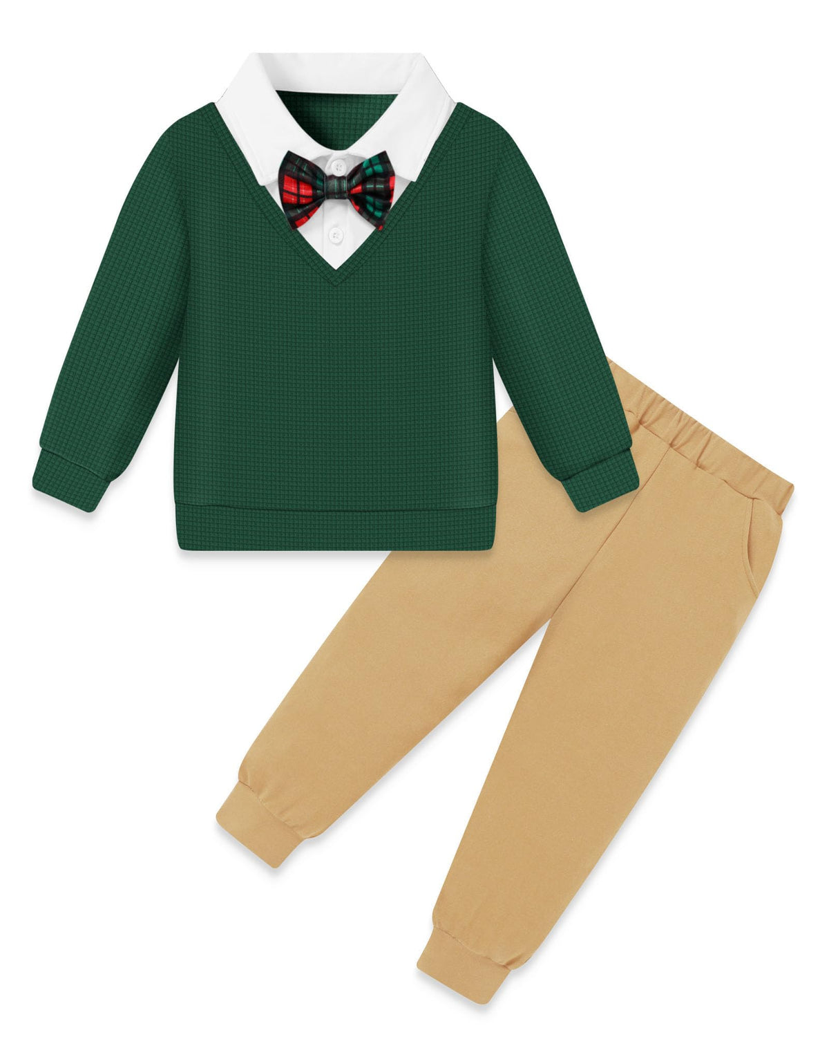 YALLET Toddler Boy Clothes Faux 2 Piece Polo Sweatshirt Pants Outfit Set