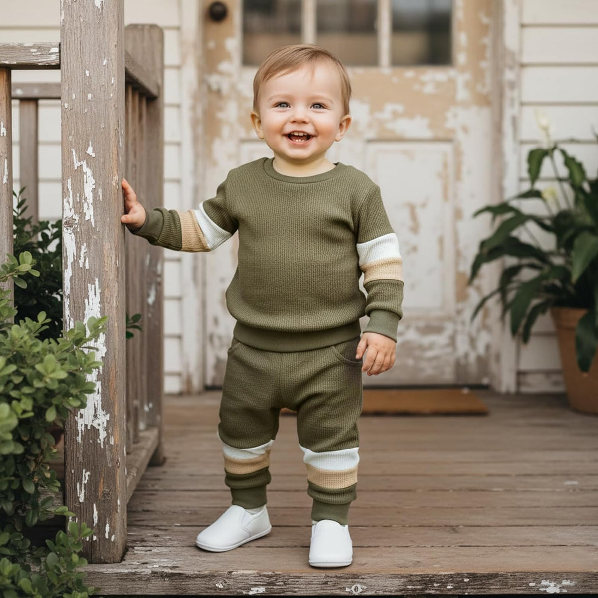 Kuriozud Toddler Baby Boy Fall Winter Clothes Long Sleeve Crewneck Pullover Sweatshirt Jogger Pants Set 2 Piece Outfit