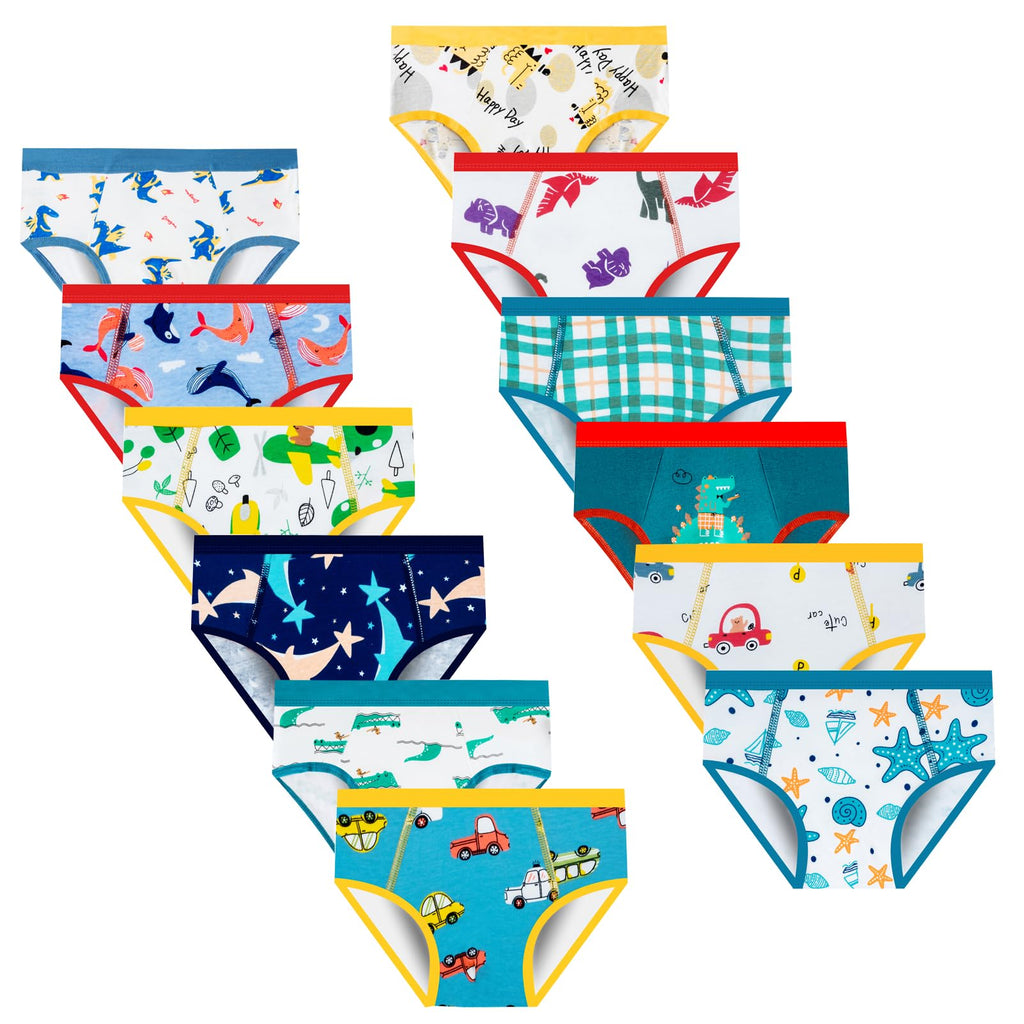 Briefs for Boys, 12 Pack Kids Underwear Toddler Pants