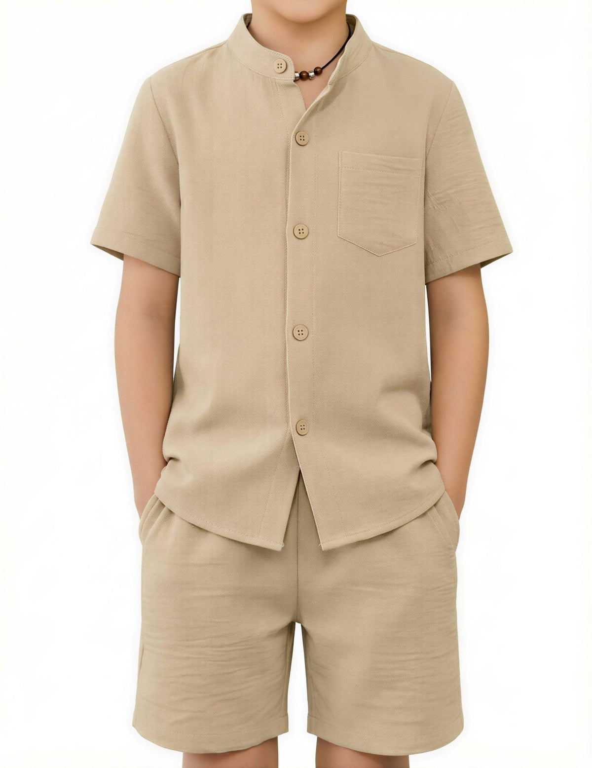 Arshiner Toddler Boys 2 Piece Outfits Texture Button Down Shirt and Shorts