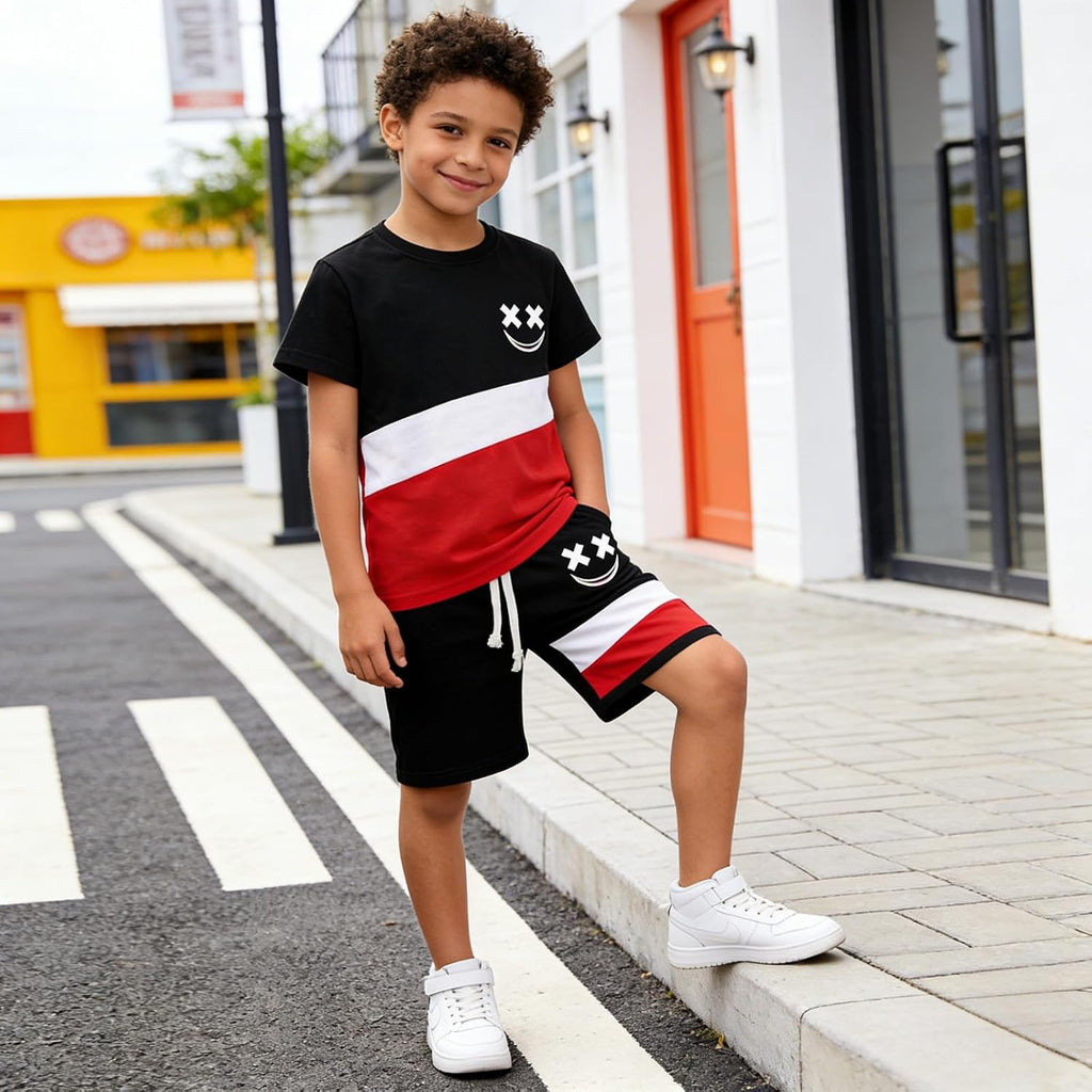 Boys Clothes 2 Piece Size 6-13Y Short Sleeve T-Shirt & Shorts Set Casual Kids Boys Spring Summer Outfits