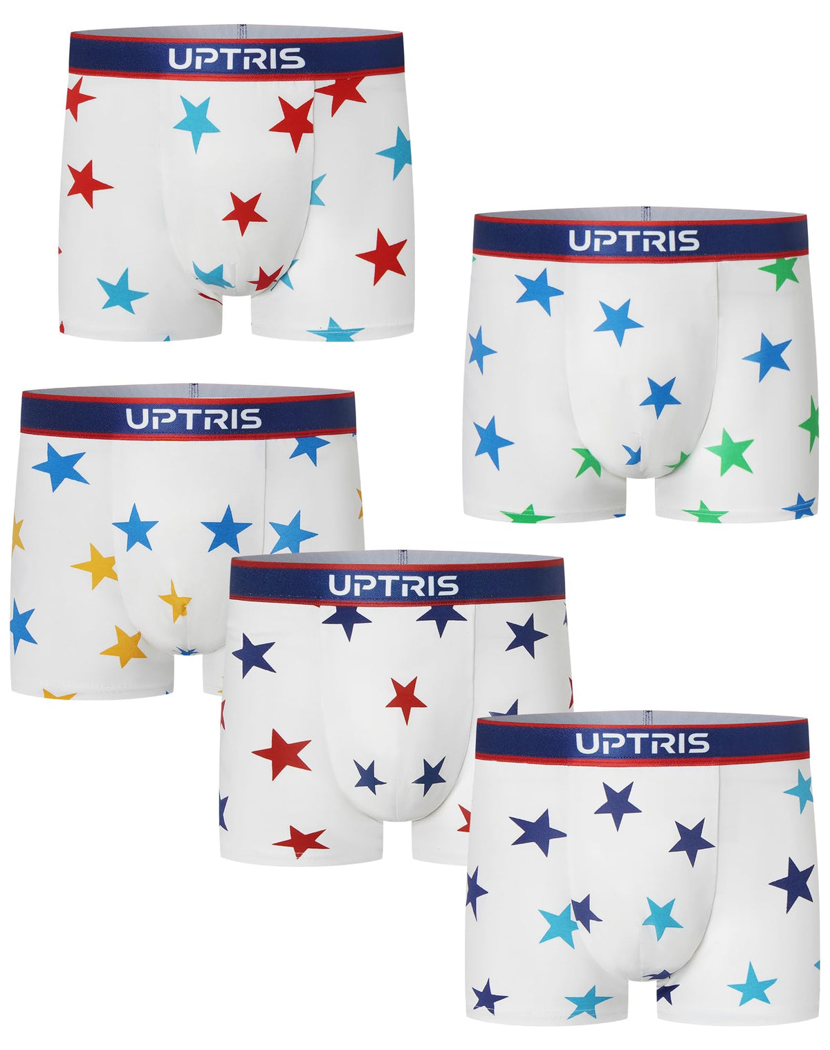 UPTRIS Boys Boxer Briefs Cotton Underwear Star Print Lightweight Mlutipacks