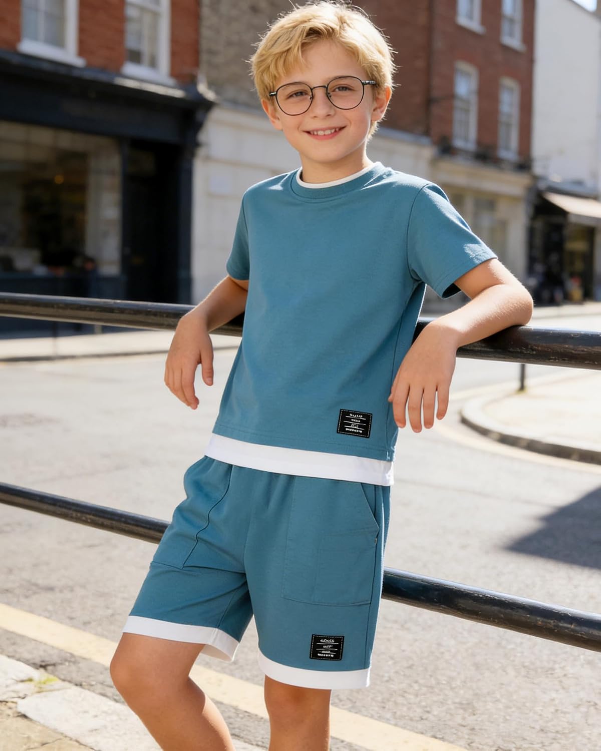 Toddler Kids Boys Soft Comfy 2 Pieces Set Short Sleeve Shirts and Shorts Sets Boy Summer Clothes 4-12 Years