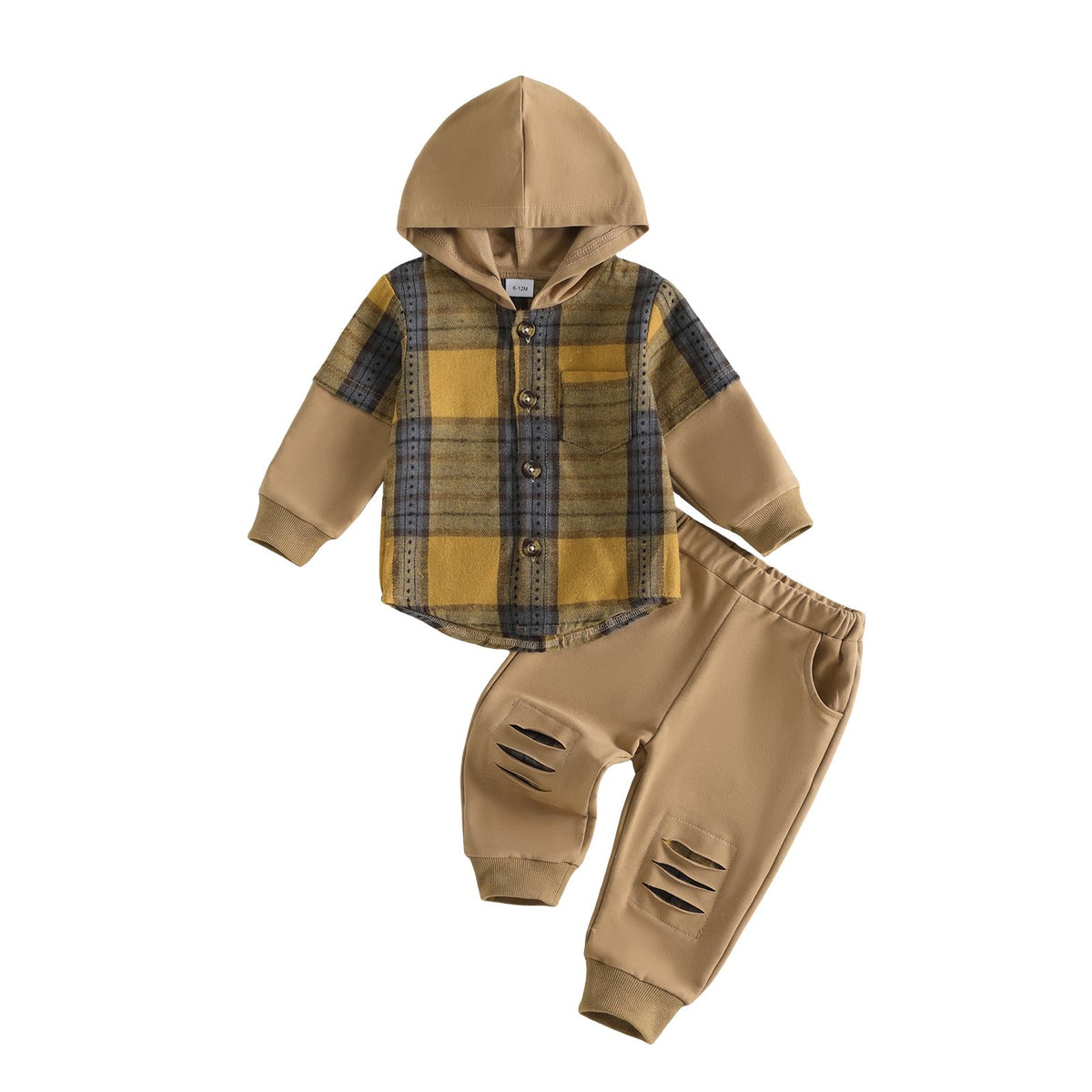 Douhoow Toddler Unisex Baby Clothes Boys Girls Flannel Shirt Tops Plaid Hoodie Sweatshirt + Sweatpants Fall Winter Outfits