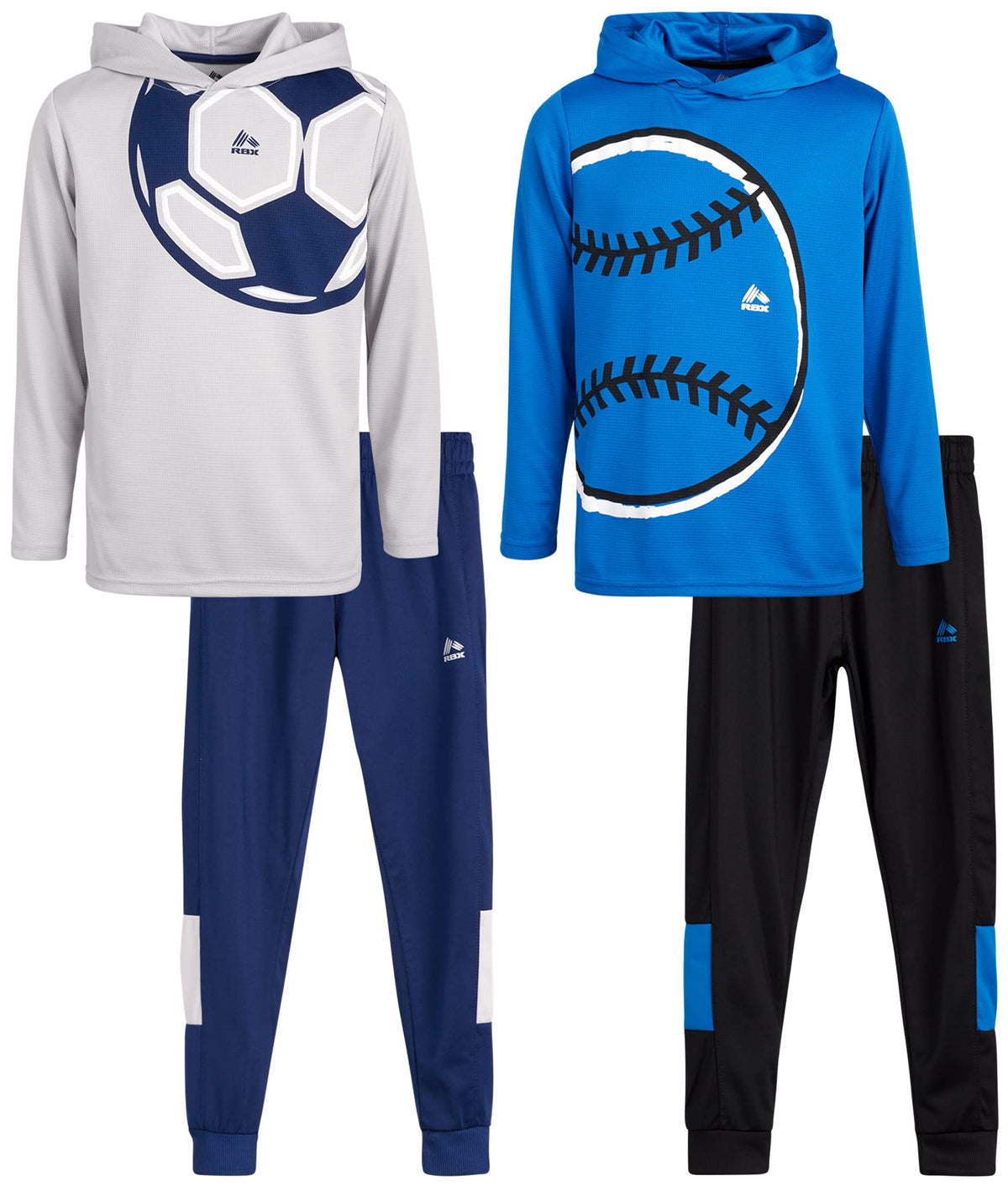 RBX Boys Tracksuit 4 Piece Waffle Thermal Hoodie & Tricot Jogger Sweatpants