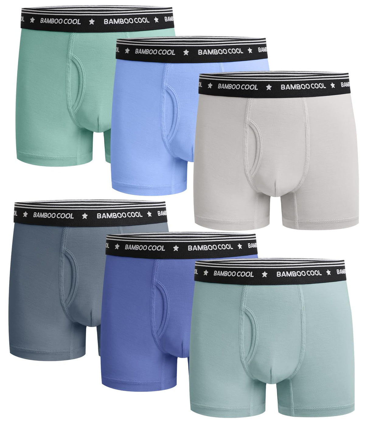 BAMBOO COOL Boys Underwear Boxer Briefs Tagless Moisture Wicking 6-Pack