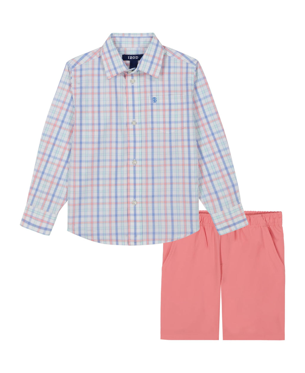 IZOD Boys' 2-piece Short Set, Collared Button-down Shirt, and Performance Shorts