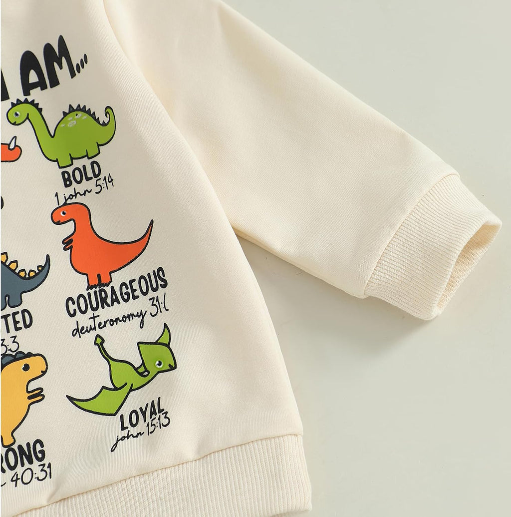 Fernvia Toddler Boy Fall Winter Clothes God Says I Am Long Sleeve Pullover Sweatshirts + Solid Joggers Pants Outfits Set