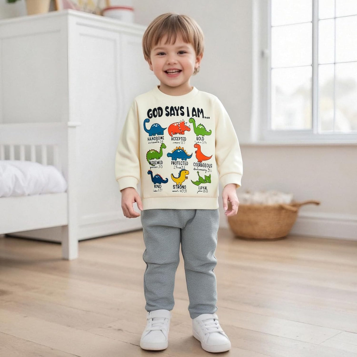 Fernvia Toddler Boy Fall Winter Clothes God Says I Am Long Sleeve Pullover Sweatshirts + Solid Joggers Pants Outfits Set