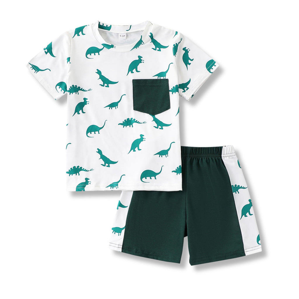 2-7 T Toddler Baby Boy Outfits Shorts Sleeve Summer Beach Cocos T Shirts + Shorts Clothing Set