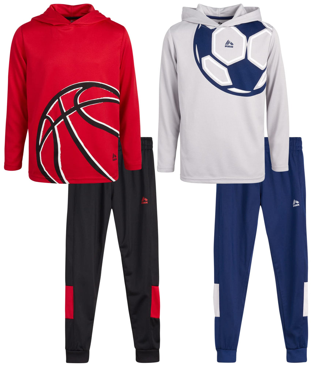 RBX Boys Tracksuit 4 Piece Waffle Thermal Hoodie & Tricot Jogger Sweatpants