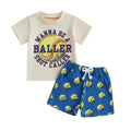 Toddler Baby Boy Baseball Outfits Summer Clothes T-shirt Plaid Shorts Set